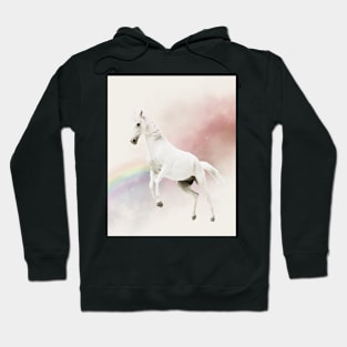 Unicorn white horse rainbow Hoodie